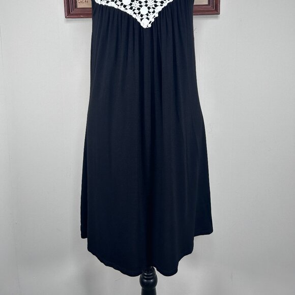 Kenneth Cole Reaction A-Line Dress Women's Medium Black White Crochet Casual - Picture 2 of 13